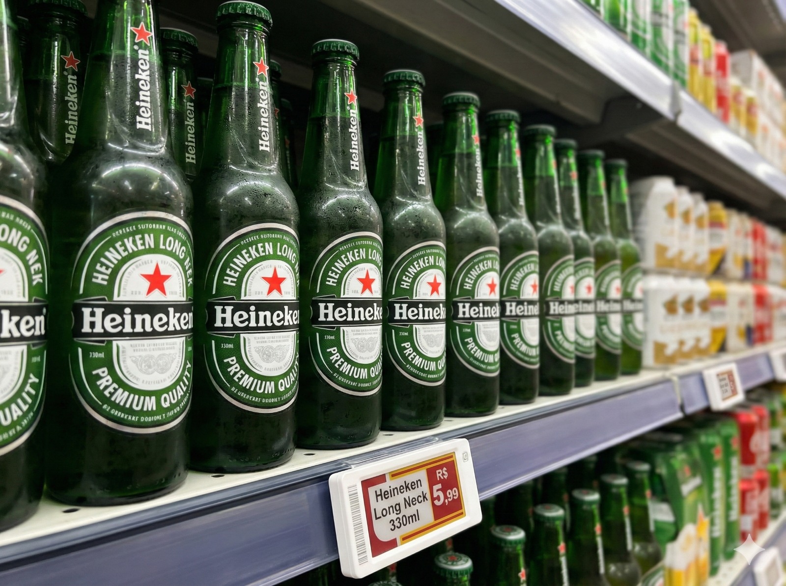 Etiqueta eletrônica em cerveja long neck